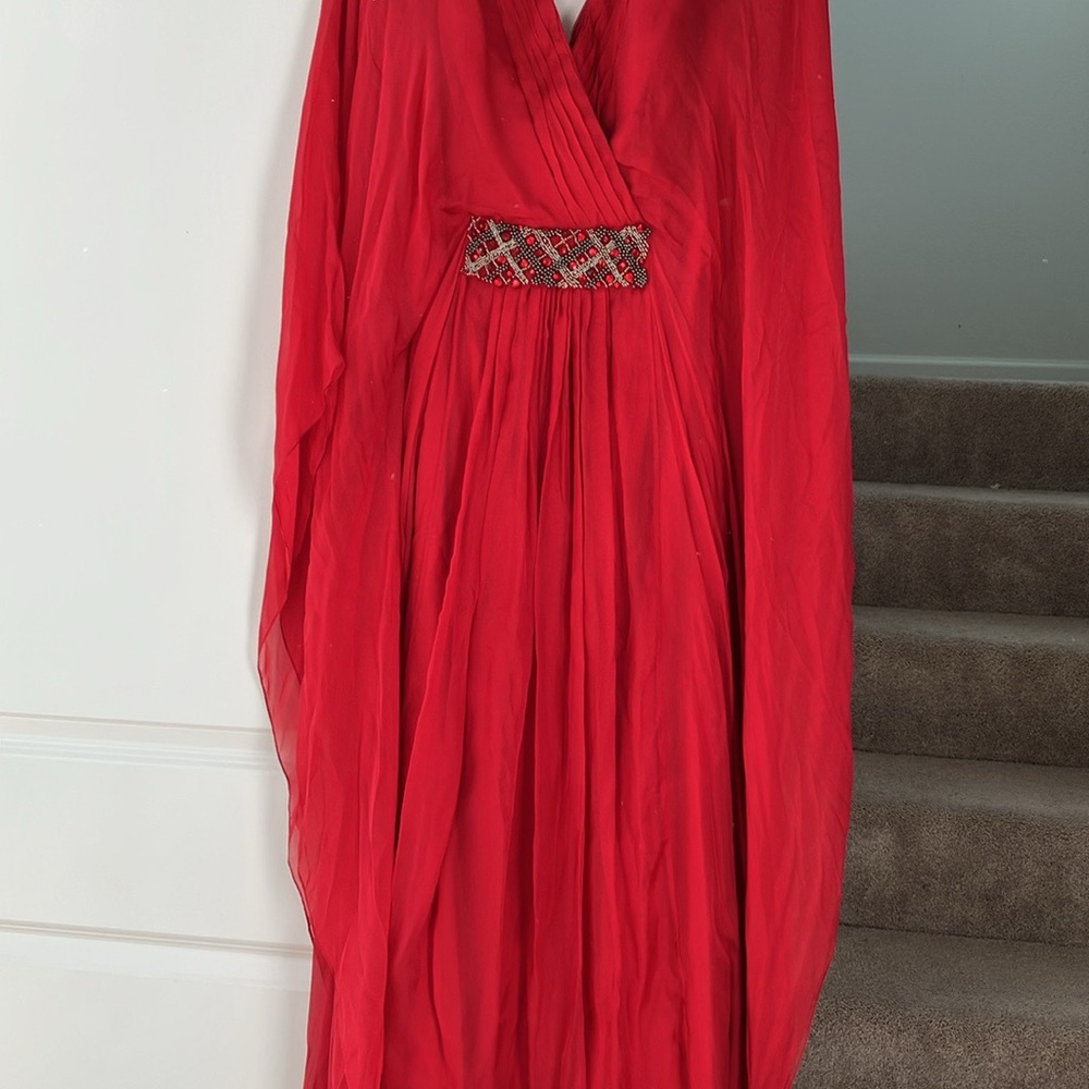 Mikael Aghal Vibrant Red Long Sleeve Dress